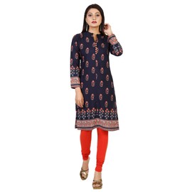 Maple Clothing Kurtis indio para mujer, túnica larga Kurta India, Azul, XXXL