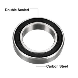 sourcing map 6802-2RS Deep Groove Ball Bearing Double Sealed 1180802, 15mm x 24mm x 5mm Carbon Steel Bearings (Pack of 10)