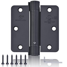 SORGMACH Self Closing Hinge 3 ½"x 3 ½" Adjustable 3 1/2 Inch Matte Black Auto Close Spring Hinges Door Closer Hinge 1/4" Radius Corner for Commercial Grade Auto Self-Closing 3 Pieces
