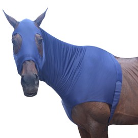 Gallopoff Horse Slinky Hood with Zipper, Stretch Spandex Sleazy Hood for Mane Protection, Breathable Horse Neck Cover for Show Prep, Braids Saver, Sleek Grooming Under Blanket Use Navy XX-Large