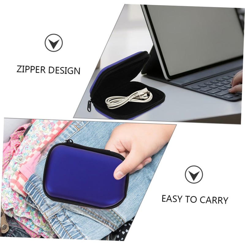 2 Pcs Portable Storage Box Small Headphone Bag Earphone Carrying