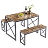 VECELO Wood Dining Table Set for 4 with Bench Kitchen