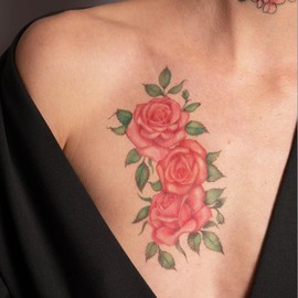 Vintage Pink Roses Tattoo/Roses Temporary Tattoo/Pink Rose Tattoo