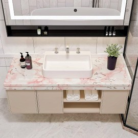 VIOPVERY Pink Marble Wallpaper Peel and Stick 15.7"x197"Pink Wall Paper Sticker Pull and Stick Contact Paper for Countertops Waterproof Self-Adhesive Marble Contact Paper for Kitchen Desk Cabinet