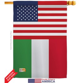 Nationality Italy US Friendship Garden House Flags Kit Regional Nation International World Country Particular Area Small Decorative Gift Yard Banner Double-Sided Made in USA 28 X 40