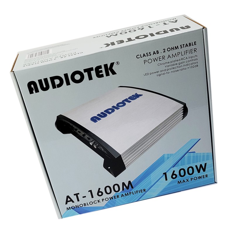 Audiotek AT1600M 1 Channel Monoblock Car Amplifier - 1600 Watts,