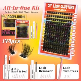 Eyelashes Beginner Friendly Clusters Kit  Dramatic Eyelashes Extension Kit , Makeup Cosmetic 8-18mm  Individual Lashes Kit with Lash Bond and Seal Makeup:_Sliver