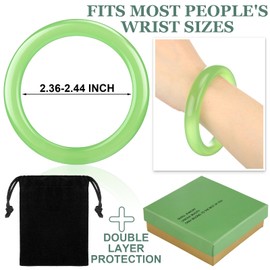 Landical 2.4'' Natural Jade Bracelet for Women Jade Bangle Bracelets with Box Good Luck Bangle Jewelry Gift for Mother(Emerald Green)