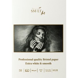 SM.LT Bristol PS-10(308) ST/PRO Notepad Extra White and Smooth Format 20 x 28 cm Consisting of 10 Sheets 308 g/m²