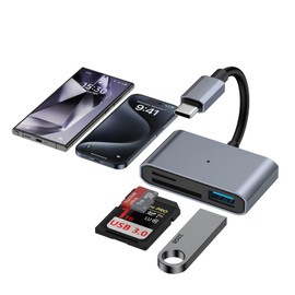 Viviber SD Card Reader, Type-C, Memory Card Reader, 3 in 1 USB/SD/TF Converter Adapter, 0TG Function, No Setting Required, High Speed Transmission, Two-Way Transfer, Camera Reader, Compatible with