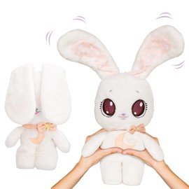 PEEKAPETS White Bunny | Funny, sweet and soft Plush toy that wiggles its ears when you Squeeze her tummy – Ideal fluffy gift for babies and children up to 4 Years