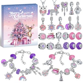 Gaeymy Jewellery Advent Calendar 2024, Advent Calendar Children's Charms Bracelet Advent Calendar Necklaces Women Teenagers Christmas Calendar Girls DIY Jewellery Filling Gifts 6 7 8 9 10 11 12 Years