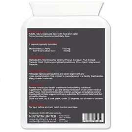 Montmorency Cherry Capsules 1500mg 90 Vegan Friendly - High Strength Pure Freeze Dried - UK Manufactured to GMP Standards