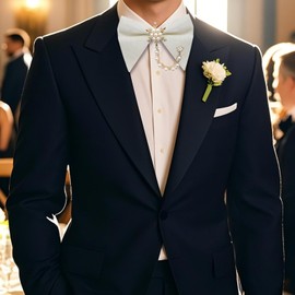 LHXzizizi Pearl Oversized Bow Ties for Men, Adjustable Pre Tied Bowties Men Tuxedo Mens Bow Tie for Wedding Party School Prom (Beige)