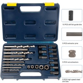 MABLEVI 25-Piece Broken Bolt Extractor, Easy Out Drill Bit Guides & Drill Extractor Kit for Removing Stripped, Damaged, Rusted, Rounded-Off Bolts, Automotive Nuts & Screws