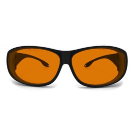 FREEMASCOT Professional Laser Safety Glasses with Wavelength, OD 6+, 190nm-490nm, Purple/Blue, for 405nm, 445nm, 450nm, 473nm, Black (Frame Style 4)