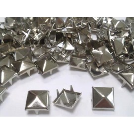 Unbranded CraftbuddyUS 100pcs 12mm Silver Square Pyramid Prong Studs, DIY, Craft, Shoe Bag