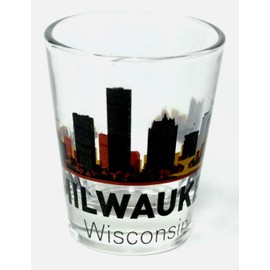 Milwaukee Wisconsin Sunset Skyline Shot Glass