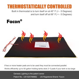 Facon 12" x 18" RV Tank Heater Pad with Thermostat, 12V Water Tank Heating Pads, Prevents Freezing for 50 Gallons Fresh/Grey/Black Holding Water Tanks, QAI Certified