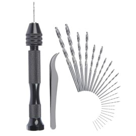 CESFONJER 25 pcs Pin Vise Hand Drill Bits | Micro Mini Twist Drill Bit Set (0.5-3mm) with 1 pc Pin Vise Rotary Tools for Wood Jewelry Plastic