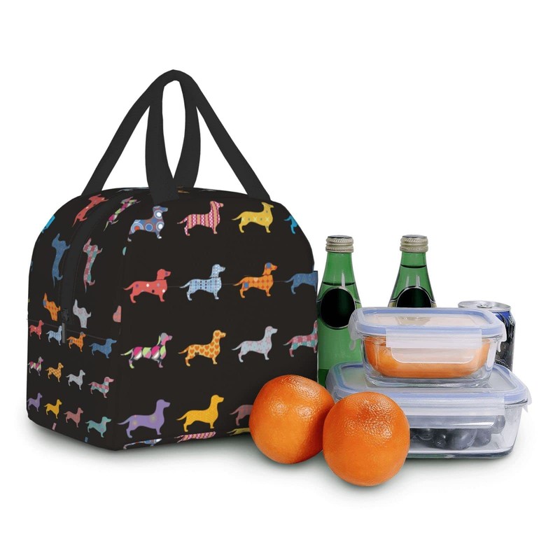 HYEPNED Dachshund Dog Insulated Lunch Bag for Women, Reusable Lunch