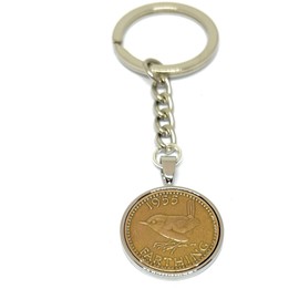 OCC Old Coin Cufflinks Solid Silver Plated Keyring 1955 Lucky Farthing 70th Birthday keyring 70th birthday gifts for women SLV