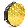 Hand Tambourine Double Row Percussion Polyester Drum Skin Solid Wood