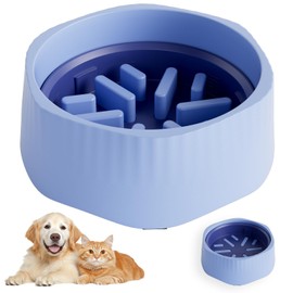 Zephyra 2-in-1 Anti-Schling-Hundenapf für Kleine Hunde und Katzen,Slow Feeder Napf mit Drehbarem Design,Futterstation für Langsames und Normales Fressen,rutschfest,Fördert Gesunde Verdauung（Blau）