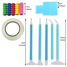 LUORNG 16PCS Diamond Drawing Tool Kit Diamond Drawing Bent Drill Pen Replacement Nib Blue Diamond Drawing Tool Combo Set for DIY Diamond Art Painting Craft and Jewellery Making and Embroidery