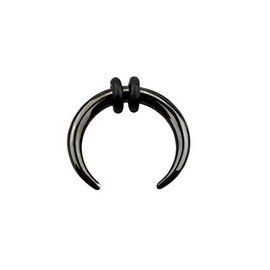 Pierced Owl - 8-14G PVD Plated Stainless Steel Black Septum Pincher Nose Ring with 2 Black O-Rings, Metal, no gemstone