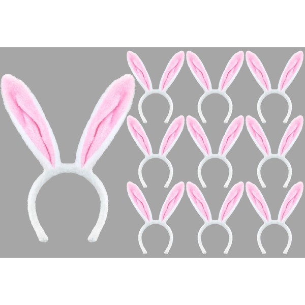Delfd 10 Count Pink Bunny Ears Headband for Adults –