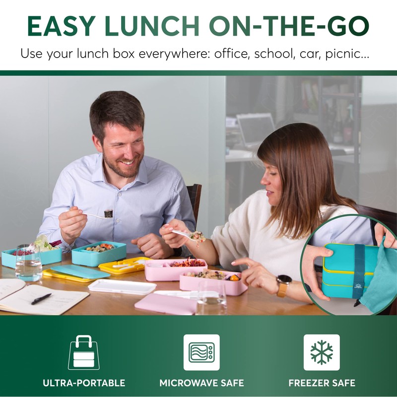 Umami All-in-1 1.2 L Bento Lunch Box Adult with Cutlery,
