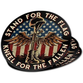 Battlefield Cross Stand for The Flag Kneel for The Fallen Patriotic - 7 inch Patriotic Decal Sticker for Cars, Trucks, Motorcycles, Boats & Laptops (2-Pack)