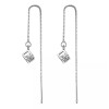 Unbranded 925 Silver Plated Square CZ Ear Chain Thread Pull