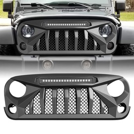 American Modified Gladiator Vader Easy Installation Front Grille Cover for 2007-2018 Jeep Wrangler, JK/JKU, Rubicon, & Sahara Sport w/LED Lights