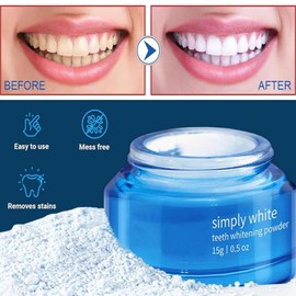 2Pcs Teeth Whitening Powder, Natural Teeth Whitener, Instant Tooth Whitening, Stain Removal & Fresh Breath