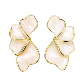 White Flower Earrings for Women Irregular Petal Earrings Floral Statement Earrings for Women