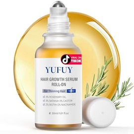 Suero para el crecimiento del cabello, enrollable, con 3% de ricino batana, 2% biotina, niacinamida, 3% aceite de romero para el crecimiento del cabello, sin enjuague, suero de cuero cabelludo