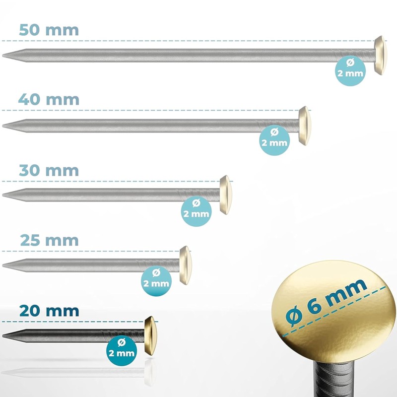 FIXXIA Picture Nails, Pack of 10, Diameter 2 mm, Black