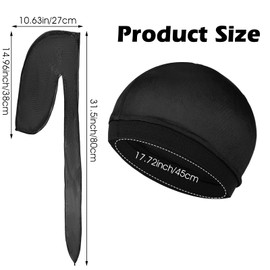 4Pcs Silky Durag Pack Elastic Dorag for Waves Premium Satin Deluxe Du-rag Wave Cap with Long Tail Headwraps Doo Rags Waves Hair Cap Soft Wide Strap Pirate Caps Turban Beanie for Boy Girl Hip-hop Decor
