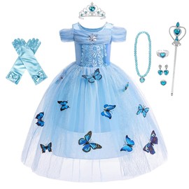 Lito Angels Cinderella dress with accessories for children/ girls, princess Cinderella costume, fancy dress, size 4-5 years 104 110, blue.
