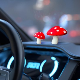 KIAYOO Car Interior Accessories Dashboard Decorations, 2PCS Mushrooms Cute Fun Car Dash Decor Ornament Gift for Women Girls Men Boys