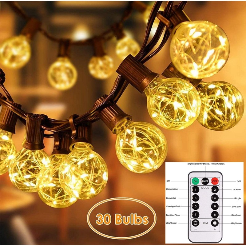 Plugtec String Lights, Festoon Lights, Waterproof String Lights with 8