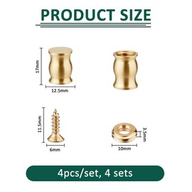 SUPERFINDINGS 4 Boxs Brass Cutting Board Feet 12.5x17mm Brass Furniture Pads Chopping Board Feet Set for Kitchen Appliances and All Kinds of Furniture