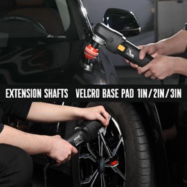 AUTIWOZ Mini Buffer Polisher 600W Rotary Polisher Machine, 6 Variable Speeds, Car Polisher with 33Pcs Polishing Kit, 75mm,100mm,140mm M14 Thread Extension Shaft for Car Detailing and Waxing