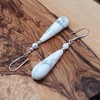 THEPRETTYBITS White Howlite Teardrop Earrings, Beaded Natural Gemstone, Long Dangle