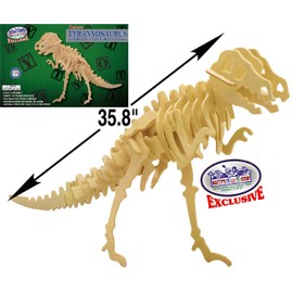 Matty's Toy Stop Deluxe Large 3D Dinosaur Wood Puzzle Craft Kits T-Rex Tyrannosaurus (35.8") & Stegosaurus (28.3") Gift Set Bundle - 2 Pack