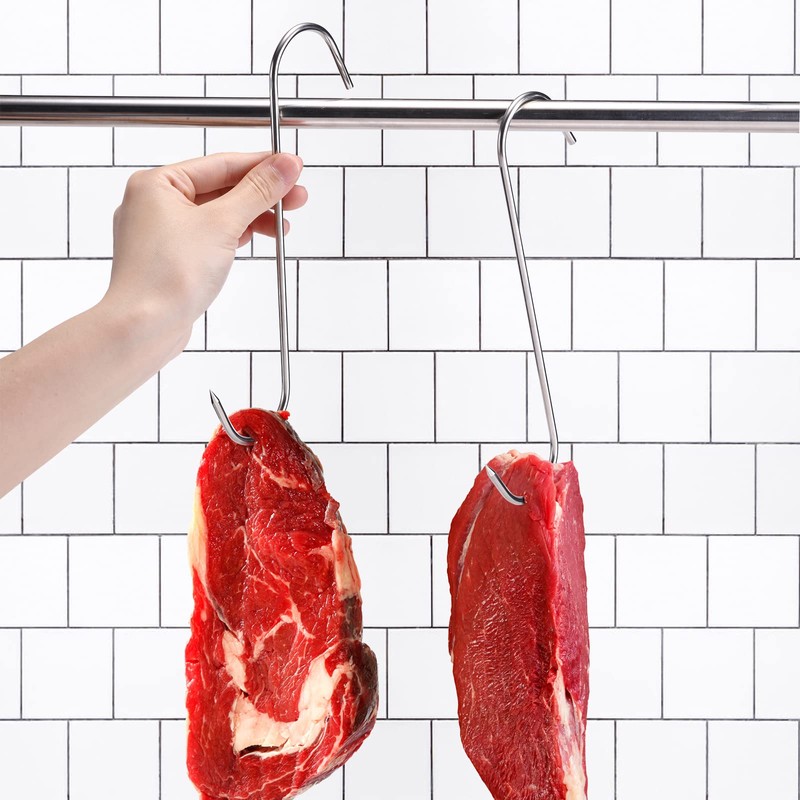 12 Pcs Stainless Steel Meat Hooks, 8 Inch S Shaped