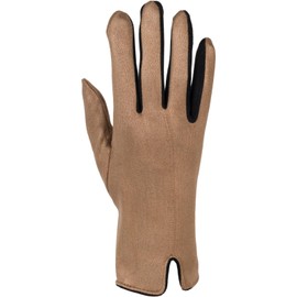 styleBREAKER 09010030 Women's Touchscreen Gloves with Colour Contrast and Fleece Lining, Warm Thermal Finger Gloves, Winter, taupe