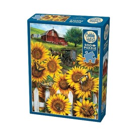 Cobble Hill 3845069 Paradise in the Countryside, 500 Piece Puzzle with Puzzle Poster for Adults and Children from 12 Years, Landscape Puzzle, Sunflowers, 49 x 68 cm